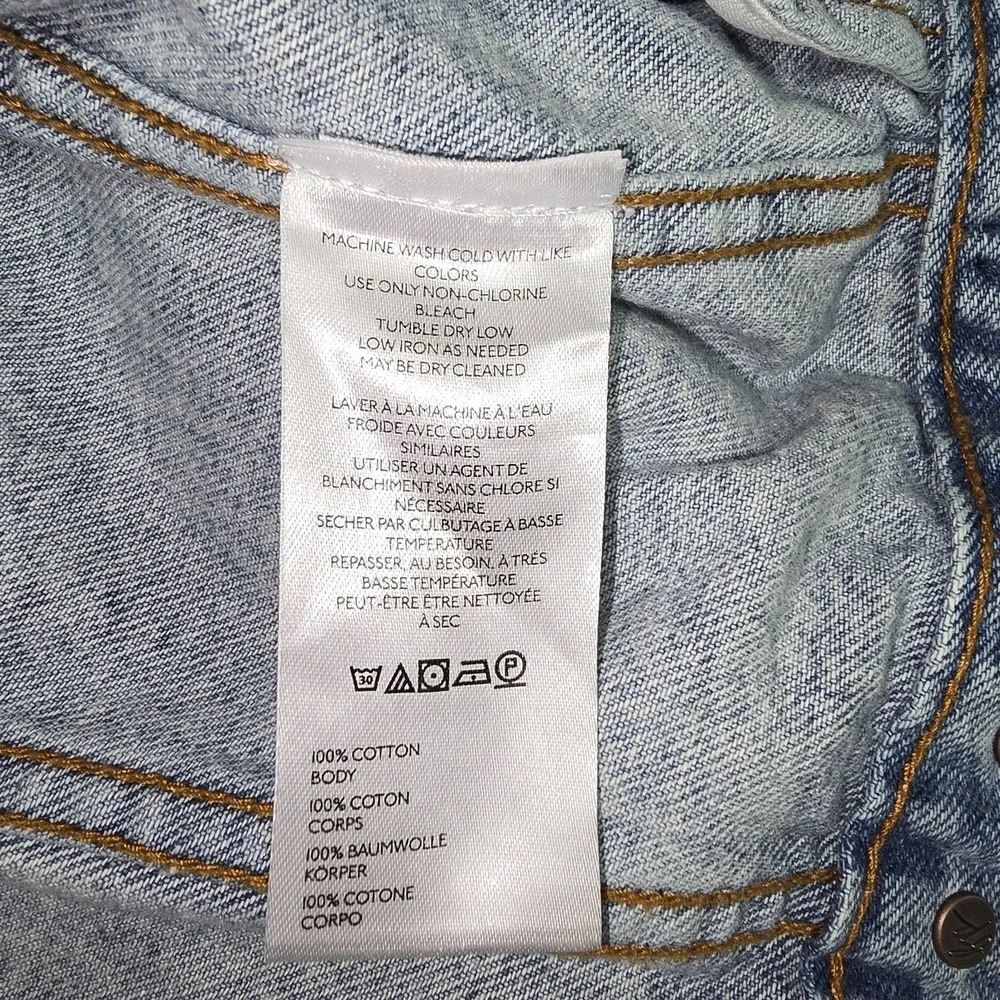 We The Free People Opal Swing Denim Jean Jacket Size M Blue Pleat Back Oversized - Picture 11 of 13